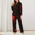 thumbnail image 2 of Yiaed Red Spider On The Web Print Pajamas Women's Long Sleeve Sleepwear Soft Button Down Loungewear Pjs Lounge Set Nightwear Womens Pajama Pants-Medium, 2 of 7