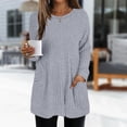 thumbnail image 2 of Hoodies For Women Long Sleeve Shirts For Women Casual Tops Loose Fit Rib Knit Lightweight Long Sweater Crew Neck Pullover With Hoodie, 2 of 7
