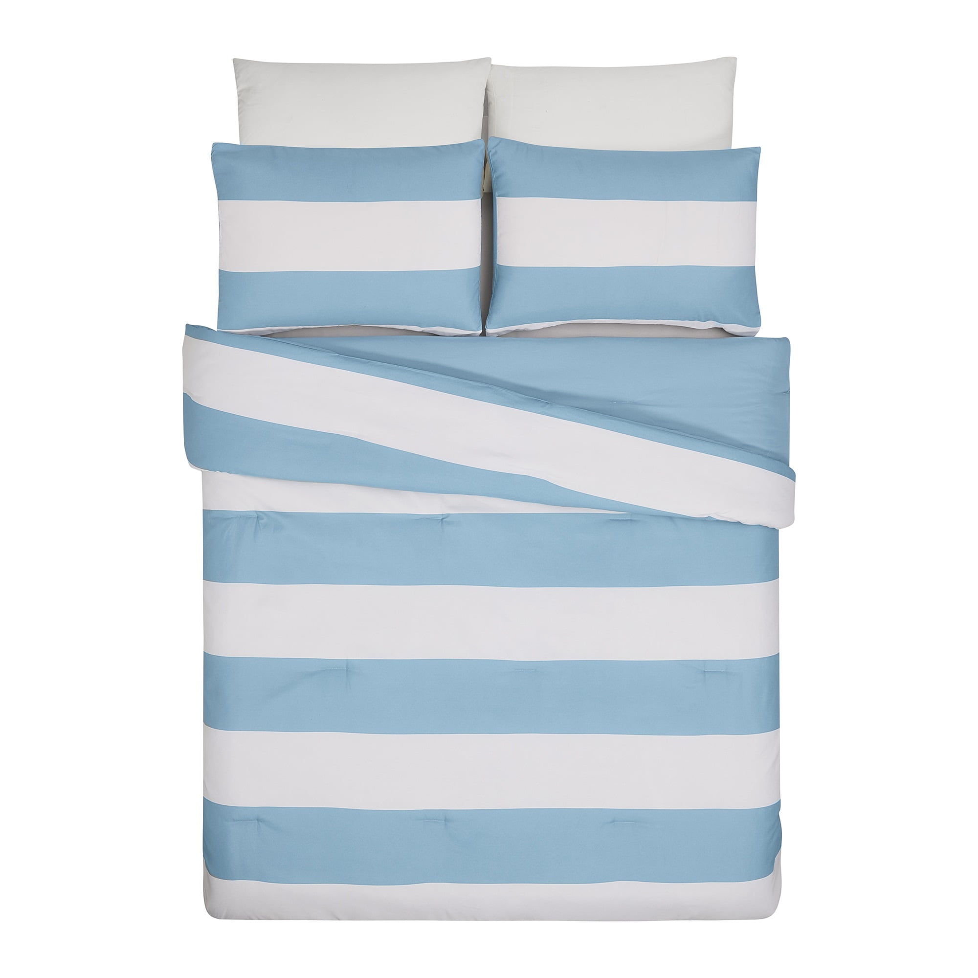 Urban Playground Kids and Teens Lavelle Stripe Blue/White 3-Piece Quilt Set, Full/Queen