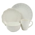 thumbnail image 3 of Elama White Lace 16 Piece Round Scallop Stoneware Dinnerware Set in White, 3 of 12