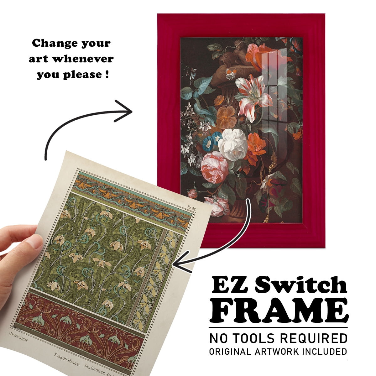 Nouveau Decorative VI - Framed Print w/glass - Cherry Red