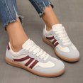 thumbnail image 3 of HEWUQI Women's Lace up Fashion Sneakers Trendy Stripe Athletic Walking Shoes Cushioned Insoles Shoes for All Day Wear Wine Size 9.5, 3 of 7
