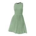 thumbnail image 4 of XVJRHAK Women's Summer Sleeveless Mini Dress 2024 Crewneck Knit A Line Pleated Swing Casual Basic Short Dress (Green,L), 4 of 9