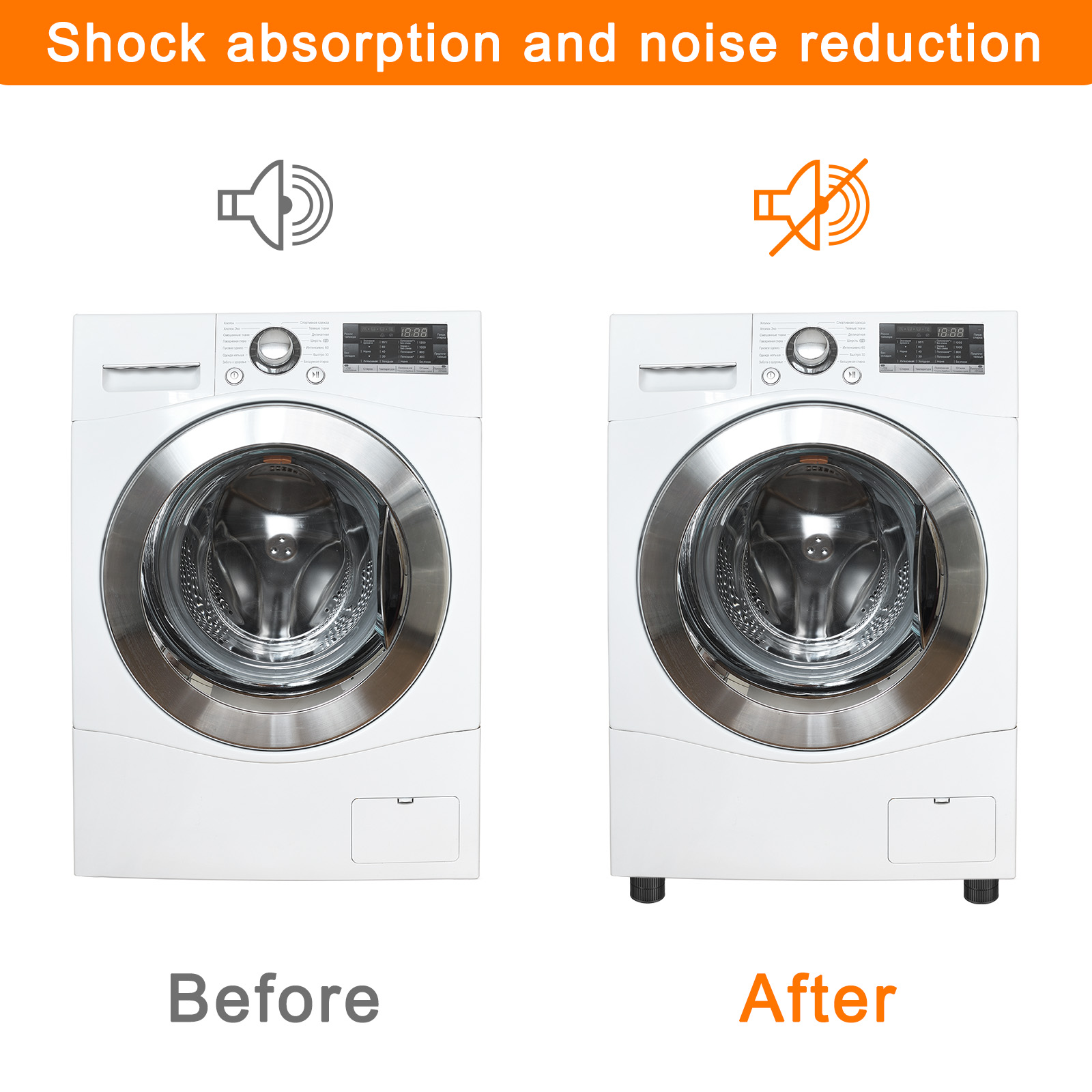 Uxcell 4pcs Anti Vibration Pads for Washing Machine, Washer & Dryer Pedestals with Tank Tread Grip, Noise-reducing Mats
