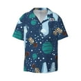 thumbnail image 4 of Uemuo Alpaca Astronaut in Space Pattern Cotton Linen Short Sleeve Shirts,Casual Lightweight Button Down Shirts,Vacation Beach Summer Tops-, 4 of 7