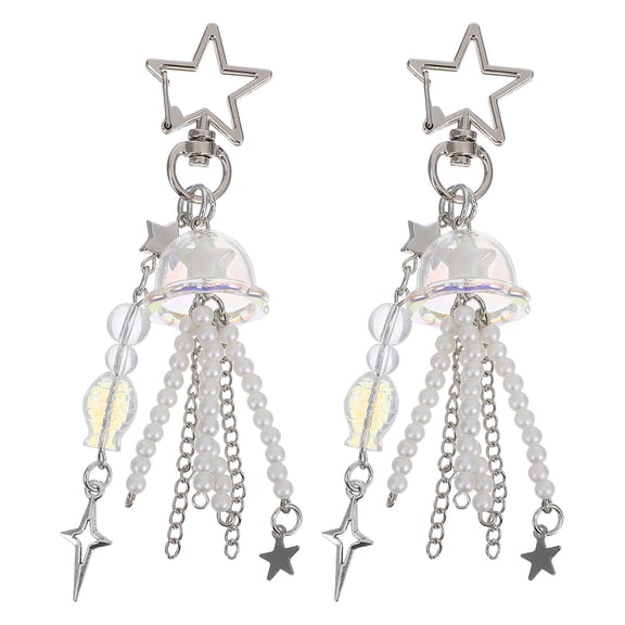 YEAHIBABY 2Pcs Creative Jellyfish Star Pendant Keychain Multicolor Bag and Handbag Accessory