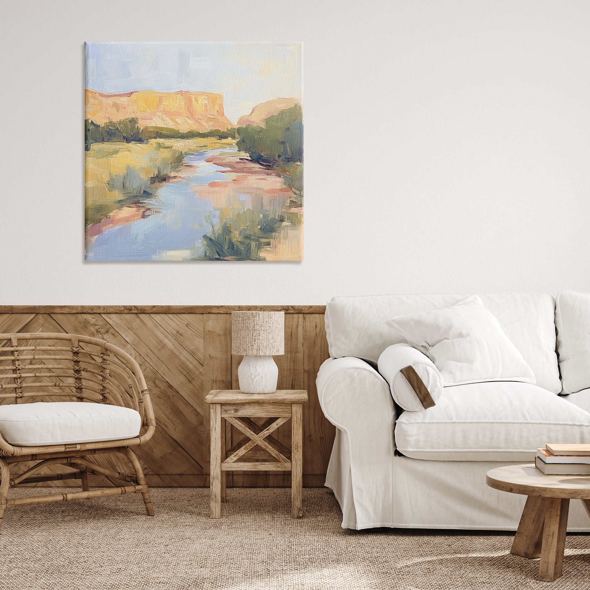Stupell Industries Painted Plateau River Reflection Canvas Wall Art, design by Petal Prints Design