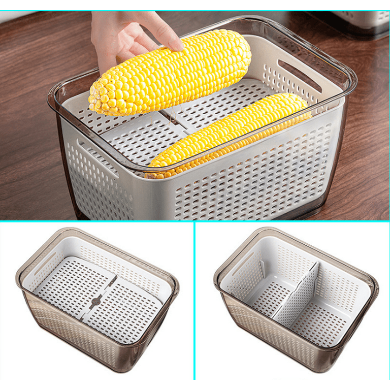Dropship 1pc Double Layer Vegetables Sealed Keeper Fresh Storage Box With  Drain Basket Refrigerator Use Draining Crisper Strainers Container to Sell  Online at a Lower Price