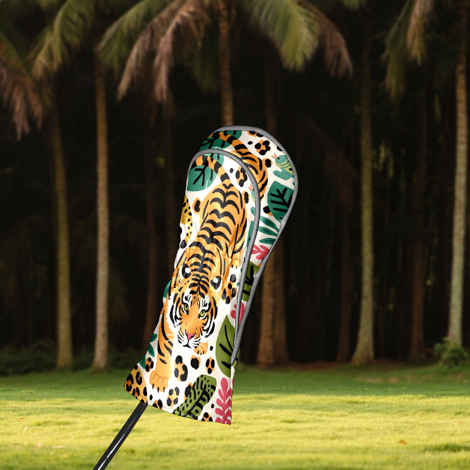 Golf Club Head Cover for Driver, Hybrid, Putter - Premium PU Leather, Waterproof, Scratch-Resistant, Velvet Lining, Unisex Gift (Tiger)