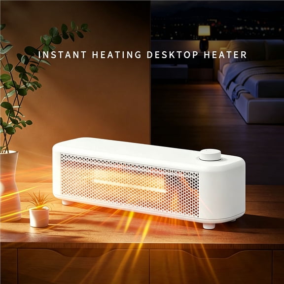 WDOBM 500W Compact Household Desktop Fan Heater, Indoor Space Heater, Quiet Space Heater, Energy Efficient Heater, Heating Overheat Protection Heater for Home Use