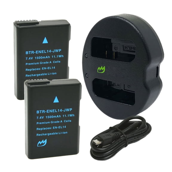Replacement for Nikon MH-24 Battery (2-Pack, 1500mAh) and Dual Charger
