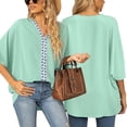 thumbnail image 2 of Womens Casual Summer Ruffle Sleeve V Neck Loose Fit Chiffon Blouse Tops, 2 of 7