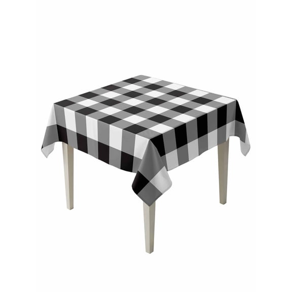 Black and White Checkered Table Cloth, Farmhouse Buffalo Plaid Waterproof Tablecloth for Square Tables, Reusable Washable Fabric Table Cover for Restaurant Kitchen Dining Tables 54"x54"
