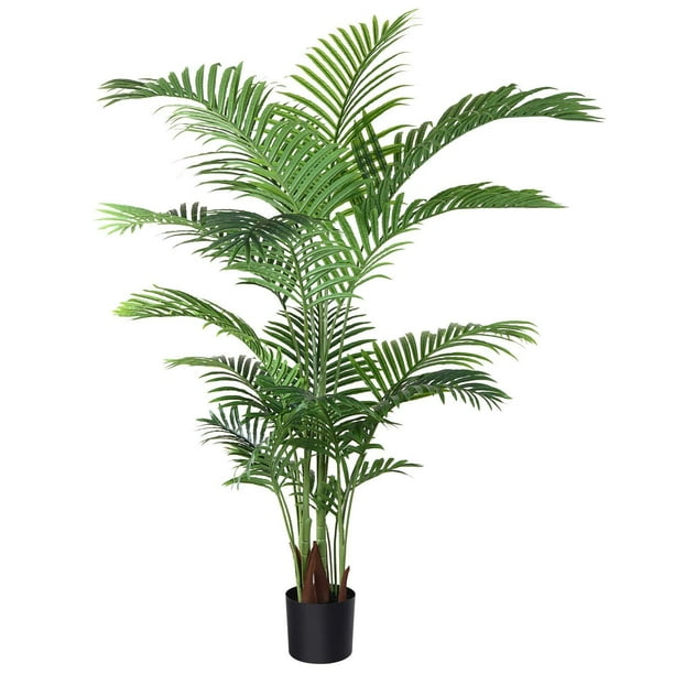 Fopamtri Artificial Areca Palm Plant 5 Feet Fake Tree With 17 Trunks Faux For Indoor Outdoor Modern Decoration Feaux Dypsis Lutescens Plants In Pot Home Office Perfect Housew - Artificial Palm Trees For Home Decor