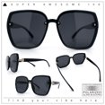 thumbnail image 2 of Womens Luxe Rhinestone Jewel Hinge Oversized Rimless Butterfly Sunglasses All Black, 2 of 8