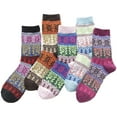 thumbnail image 2 of Luxalzxs 5 Pairs Wool Socks for Women Vintage Christmas Socks Winter Soft Warm Cold Knit Crew Socks, 2 of 5