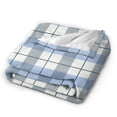 thumbnail image 3 of ZNDUO Blue Plaid Lines Pattern Throw Blanket, Lightweight Cozy Soft Throw Blanket for Couch, 80"x60" Throw Blankets for Bed, 3 of 8
