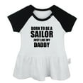 thumbnail image 5 of Pack of 2, Born To Rock Just Like My Daddy & Born To Be A Sailor Just Like My Daddy Funny Dresses, Newborn Baby's Skirts, Infant Princess Dress, Toddler Frocks (Black Raglan Dresses, 6-12 Months), 5 of 5