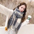 thumbnail image 1 of Bufanda a cuadros de imitación de Cachemira para mujer, bufanda larga y gruesa de estilo japonés, versión coreana, Otoño e Invierno Fivean unisex, 1 of 2