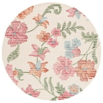 SAFAVIEH Jardin Anson Floral Wool Area Rug, Ivory/Red, 6' x 6' Round