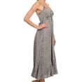 thumbnail image 3 of Sakkas Allie Stonewashed Embroidered Adjustable Spaghetti Straps Long Dress - Grey - S/M, 3 of 5
