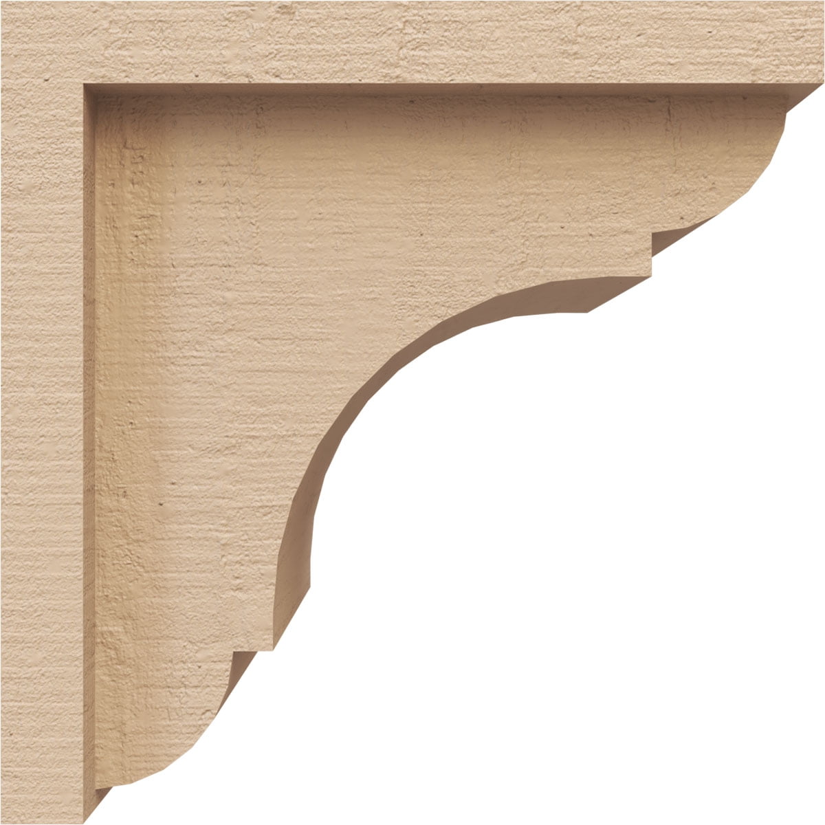 6"W x 6"D x 6"H Wide Bryant Rough Cedar Woodgrain TimberThane Corbel, Primed Tan