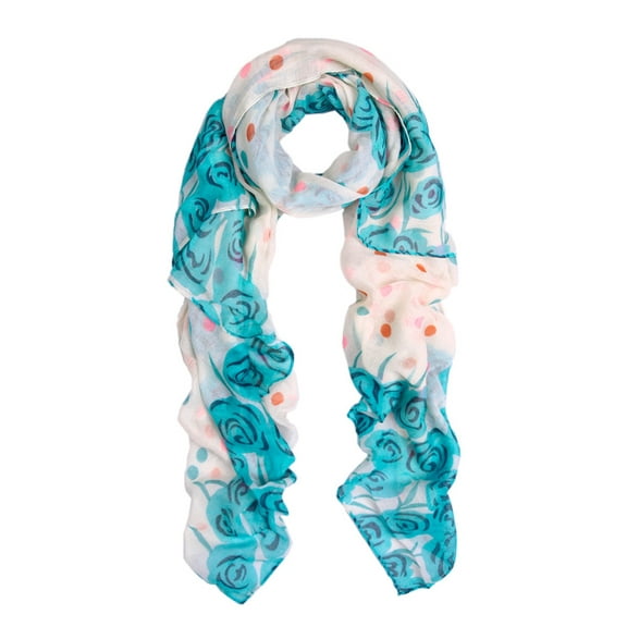 Chic Roses & Polka Dot Floral Print Scarf