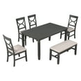 thumbnail image 3 of BTMWAY Dining Room Table Set for 6, New Upgraded Solid Wood Dining Table Set with Upholstered Bench and 4 Dining Chairs, Farmhouse Style Wooden Kitchen Table and Chairs, Rectangular Dinette Set, Gray, 3 of 12