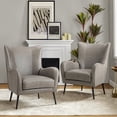 thumbnail image 3 of Faux Leather Armchair Upholstered Wingback Chair Set of 2 for Living Room Bedroom Grey, 3 of 10
