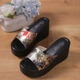 thumbnail image 5 of Lovskoo 2024 Women's Wedge Slipper Open Toe Summer Floral Platform Solid Color Floral Wedge Sandals Gray, 5 of 6