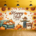 thumbnail image 3 of Colorful Leaves Happy Fall y'all Pumpkins Vintage Truck Sunflowers Autumn Harvest Banner for Thanksgiving Decoration Seasonal Party Indoor Outdoor, 3 of 9