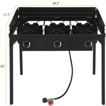 2-Burner Outdoor Portable Propane Gas Stove, 150,000 BTU Heavy-Duty Iron Cast Cooker with Detachable Stand Legs for Camping & Patio Use