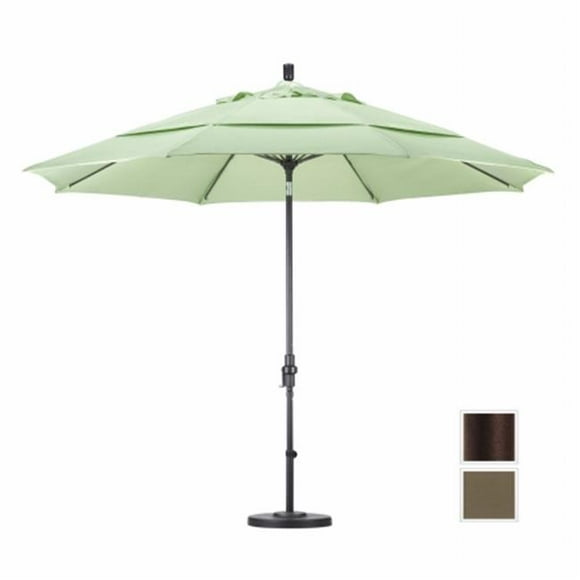 California Umbrella GSCUF118117-5425-DWV 11 ft. Fiberglass Market Umbrella Collar Tilt Double Vents - Bronze - Sunbrella - Cocoa