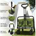 thumbnail image 5 of Collapsible Foldable Heavy Duty Utility Wagon Cart with Large Capacity, Compact Folding Garden Wagon with Adjustable Handle & All-Terrain Wheels for Shopping, Camping, Beach, Moving & Laundry- Green, 5 of 8