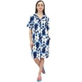 thumbnail image 3 of Bimba Chemise de Nuit Bleue en Rayonne pour Femmes Manches Courtes Imprimé Géométrique Robe de Nuit - 10, 3 of 9