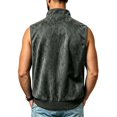 thumbnail image 3 of Maqroz Mens Outerwear Vests Faux Suede Sleeveless Jacket Stand Collar Zip Up Daily Coat with Pockets Gray,L, 3 of 6