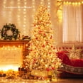 thumbnail image 4 of Topbuy 7.5 FT Pre-lit Artificial Christmas Tree Snow-flocked Hinged Xmas Tree with 350 Warm White Lights 1107 Mixed Branch Tips, 4 of 9