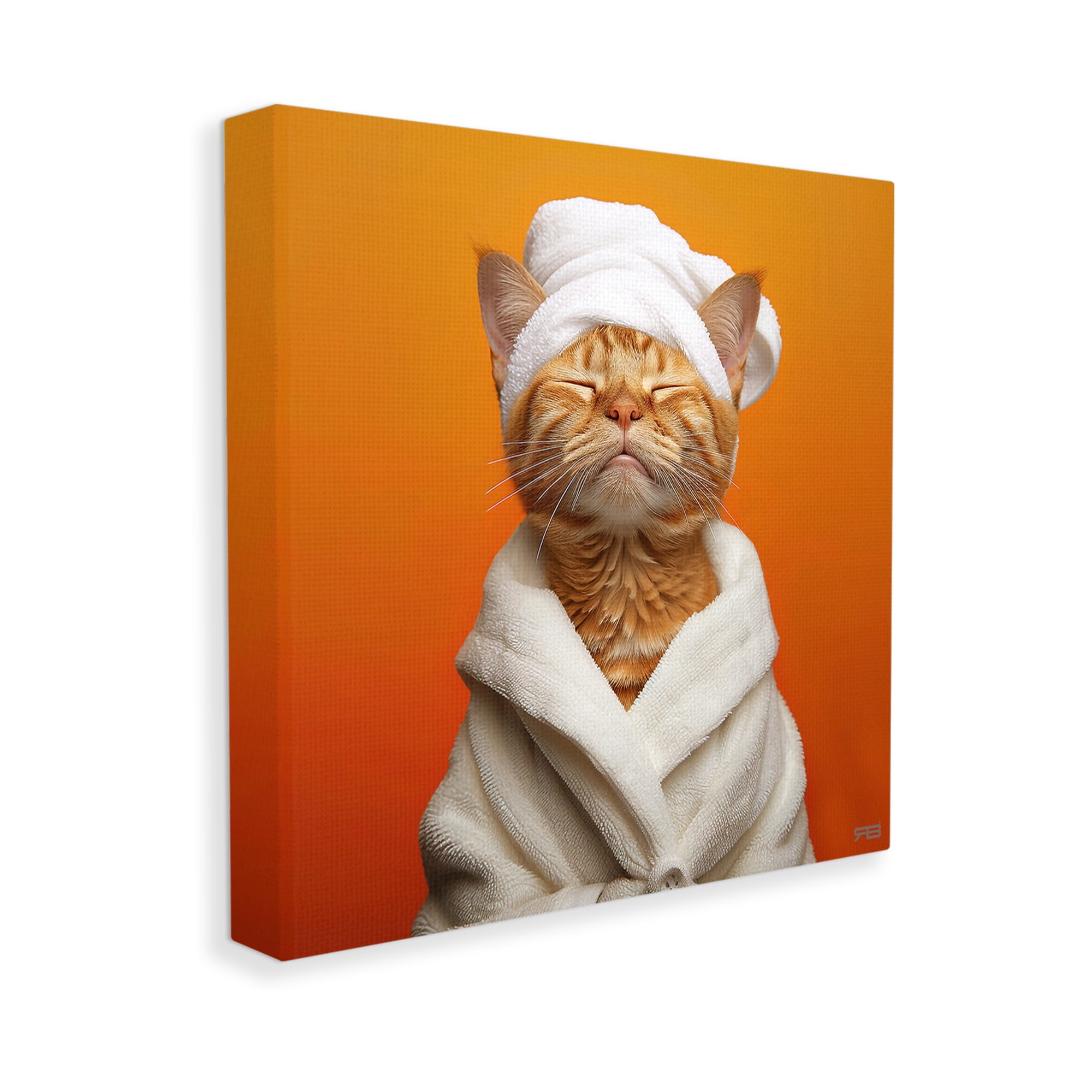 Stupell Industries Cat in Bathrobe Animals & Insects Painting Gallery Wrapped Canvas Art Print Wall Art, 30 x 30