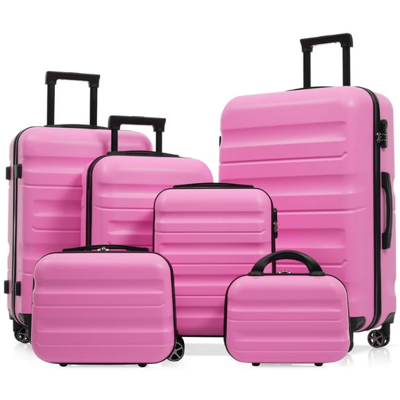 6-Piece ABS Hardshell Luggage Set - Lightweight & Durable Suitcases with Dual Spinner Wheels, Carry-On & Check-In Sizes for Travel & Business