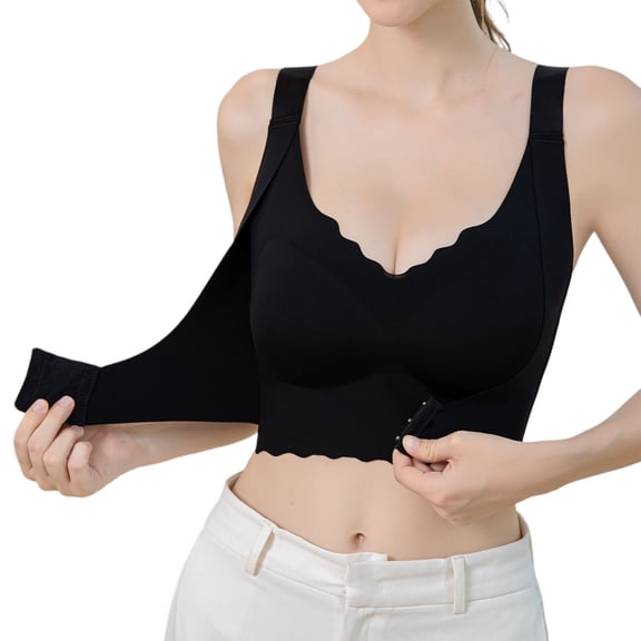 Bras for Women,Wireless Front Closure Bra for Women Full Coverage Smooth Seamless Design All Day Comfort Everyday Wear No Show Support,Sports Bras for Women,Black,5XL