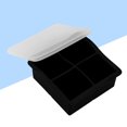 thumbnail image 4 of Bandejas de cubitos de hielo de silicona de 4 rejillas con tapa. Molde creativo de silicona de grado alimenticio para bares, cocinas y bebidas líquidas (negro)., 4 of 7