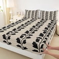 thumbnail image 3 of jejeloiu Black Botanical Leaf Bed Sheets,Minimalist Aesthetic King Sheets For Adults 4 Pieces, 3 of 7