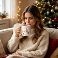 thumbnail image 4 of Christmas Ceramic Mugs Cute Xmas Coffee Cups with Santa Claus Reindeer Snowman Sleigh Handle Holiday Mug for Hot Beverages, 4 of 7