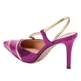 thumbnail image 2 of FSJ Women Chic Pointed Closed Toe Stiletto High Heels Slingback Pumps Gold Thin Ankle Strap Sandals Dressy Shoes Size 8 Purple, 2 of 4