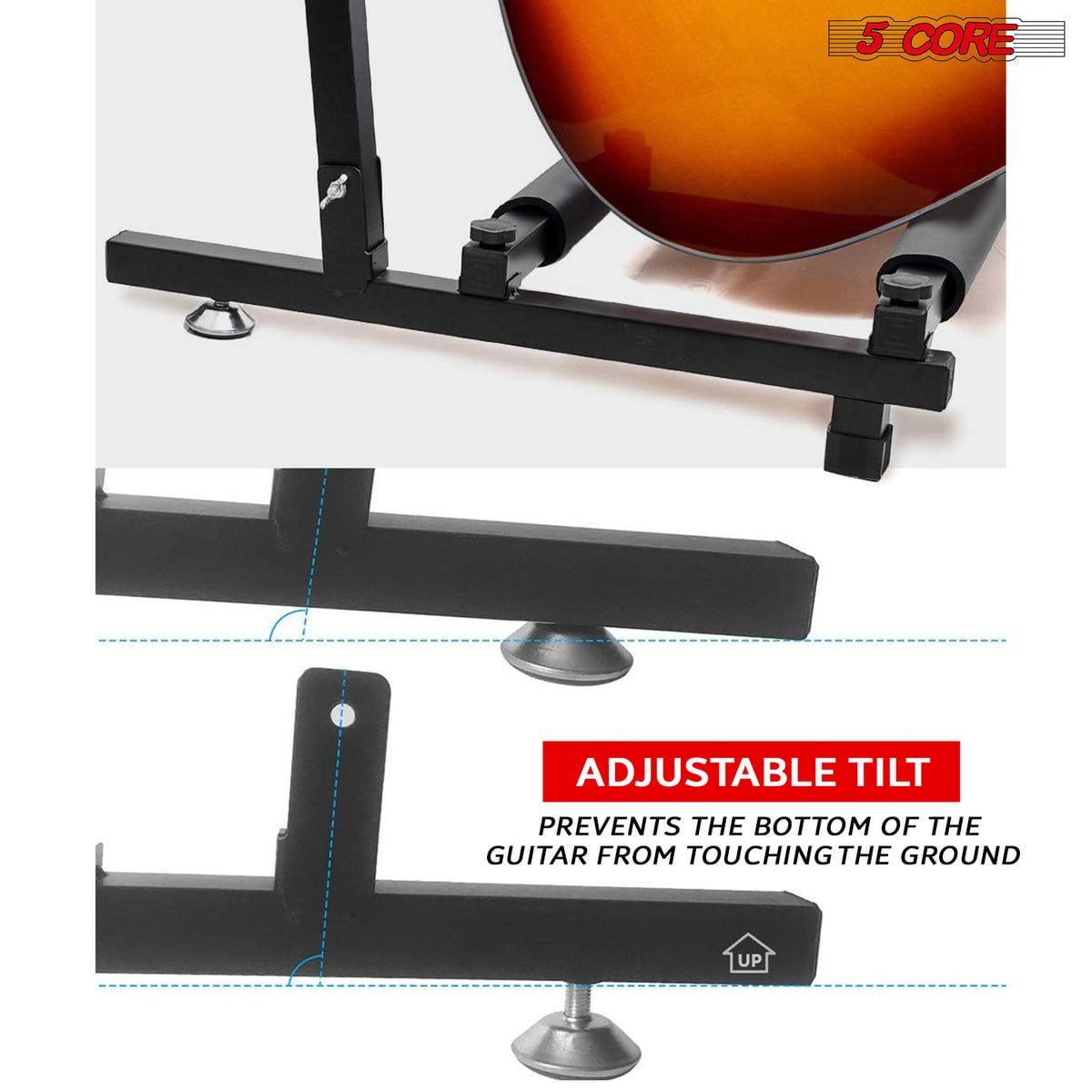 Guitar Rack 5 Slot Multi Guitar Stand Five Display Floor Stand Safe Storage Foldable Portable for Electric Acoustic Flying V Guitars - GRack 5N1