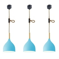 JLOWCO 3 Pack Adjustable Height Pendant Lights Track Light Fixtures Kitchen Island Blue Island Lights Over Sink Light Pendant Lights Kitchen Island (LED Bulb Include)