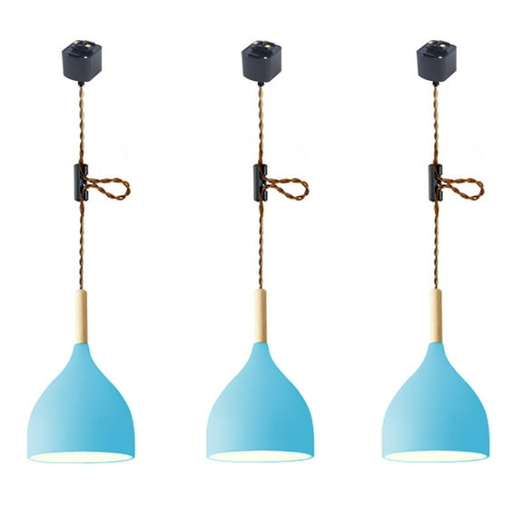 JLOWCO 3 Pack Adjustable Height Pendant Lights Track Light Fixtures Kitchen Island Blue Island Lights Over Sink Light Pendant Lights Kitchen Island (LED Bulb Include)