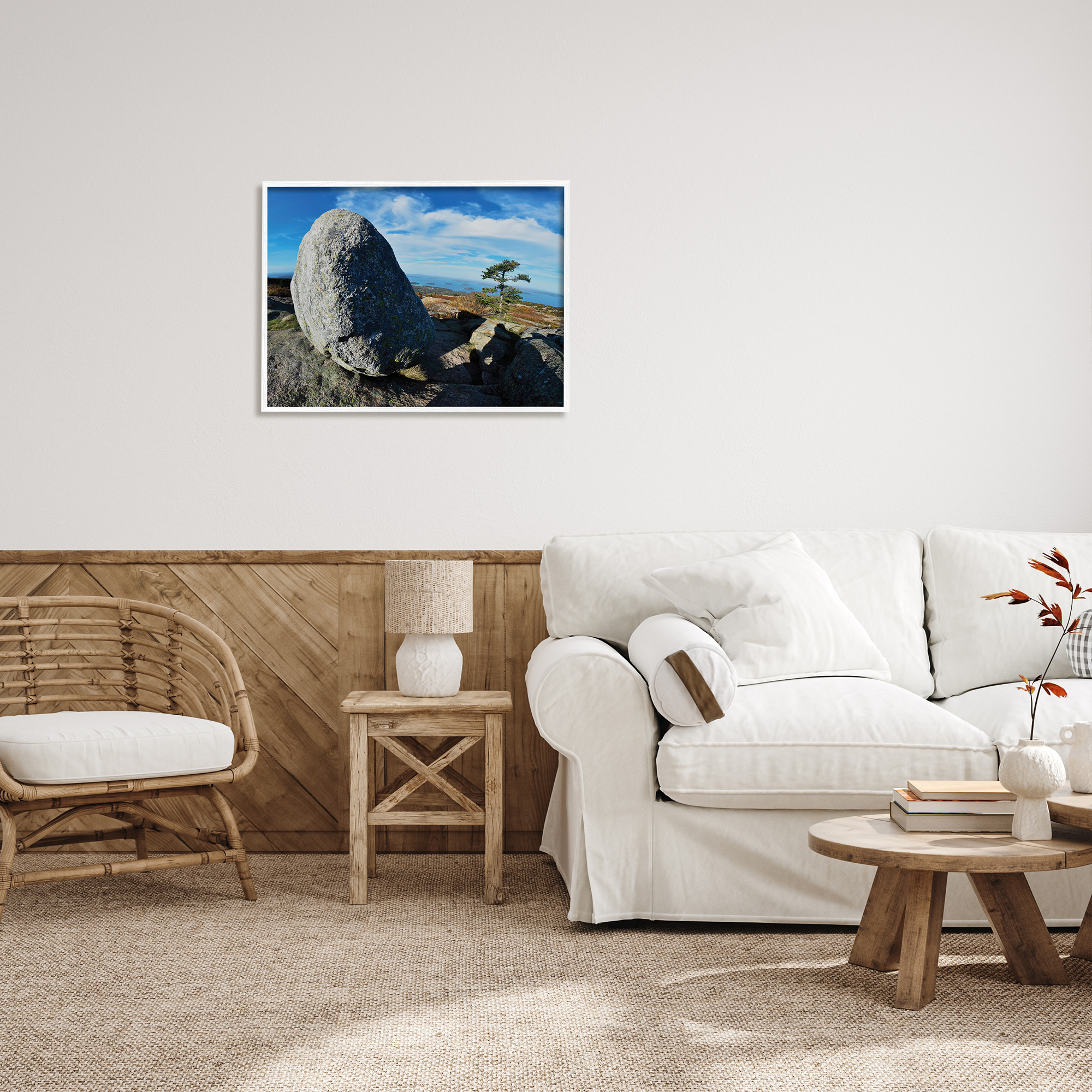 Stupell Industries Mountain View Landscape Nature Photography White Framed Art Print Wall Art, 30 x 24