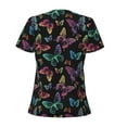 thumbnail image 3 of Goofa Rainbow Butterflies Pattern Womens Deep V Neck Low Cut Tops Casual Summer Short Sleeve Ribbed Knit T-Shirts-XX-Large, 3 of 5