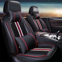 Maidao Car Seat Covers Leather Set for Honda for Passport 1993-Present 5 Seats Compatible Airbag Water Resistant Front Rear Cushion Protector with Pillow Black and Red